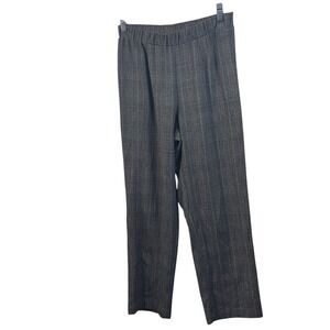 Plaid Career Dress Pants Elastic Waist Pull On Business Casual Work Trousers